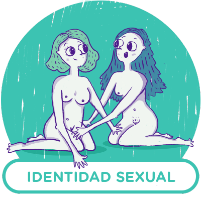 Esto es una ilustración. En la ilustración se muestran dos mujeres desnudas, una frente a la otra, ambas alegres, explorándose.